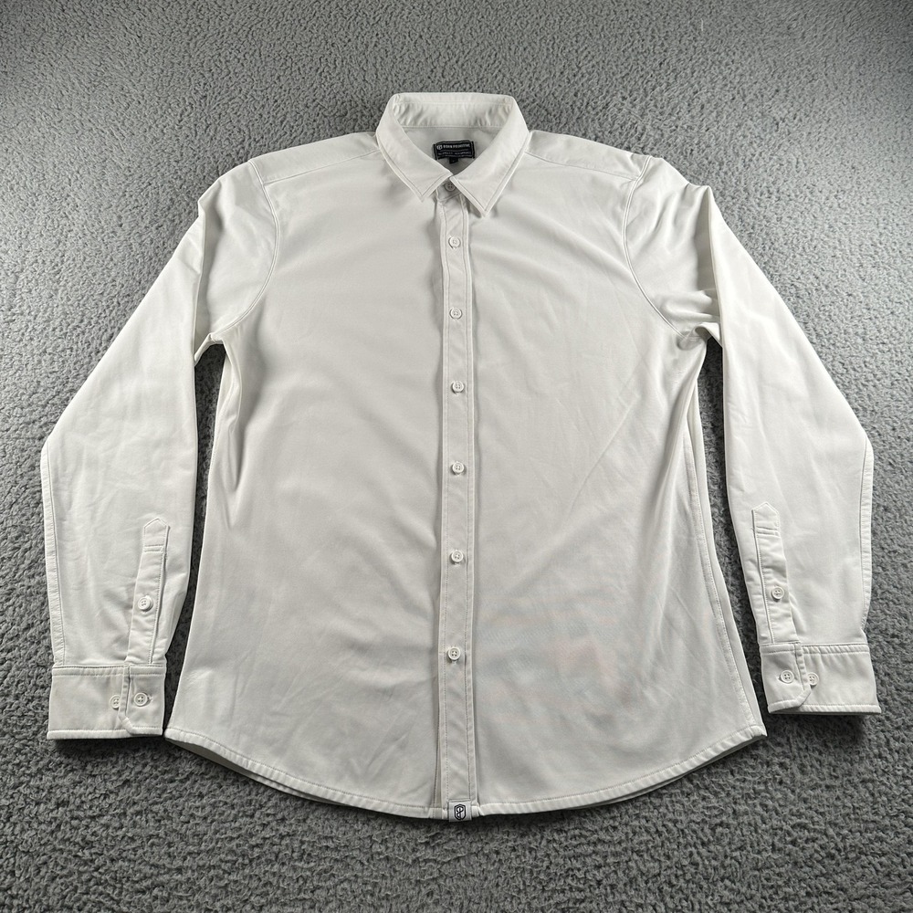 Born Primitive Shirt Mens L White Nylon Spandex Dress Point Collar Stretch